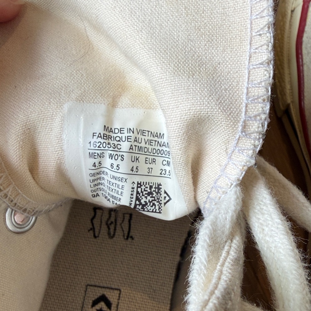 Converse 70’s High Top Sneakers in Off-White with Red Stripe - Picture 5 of 6